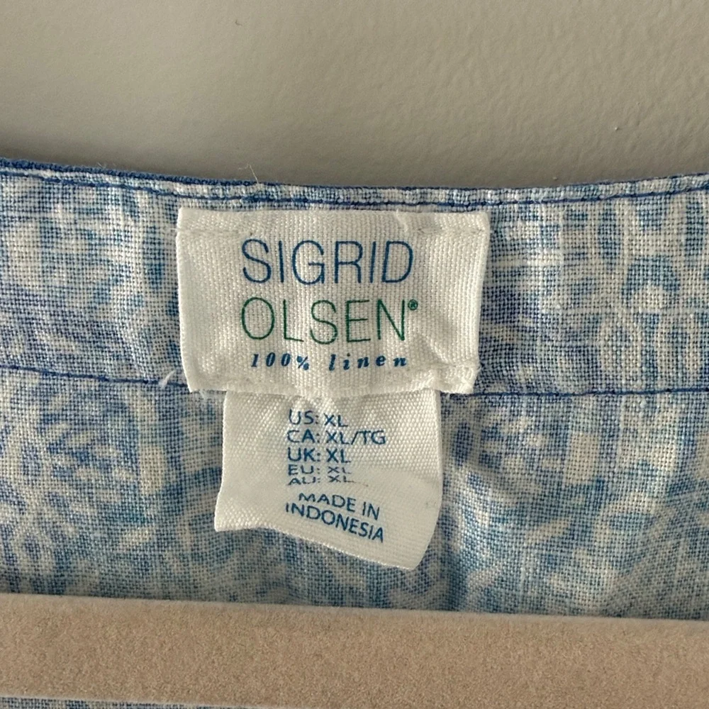 Sigrid Olsen Light Blue and White Linen Tunic Dress - Picture 2 of 4